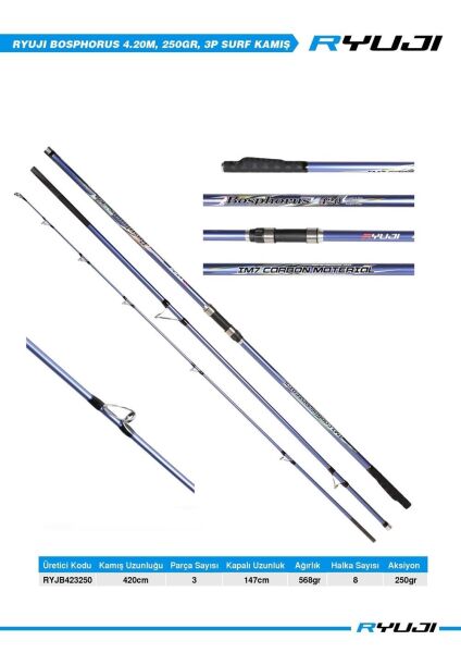 Ryuji Bosphorus 420cm 250gr 3 Parça Surf Olta Kamışı