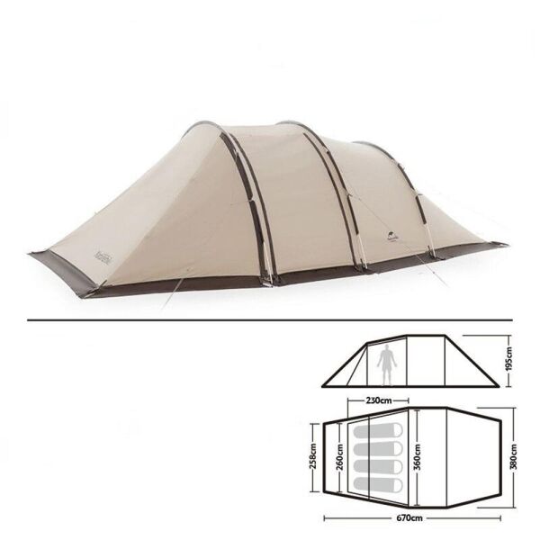 Naturehike Cloud Vessel UPF50+ Snow Skirt 4-6 Kişilik Tünel Çadır Quicksand Gold - M