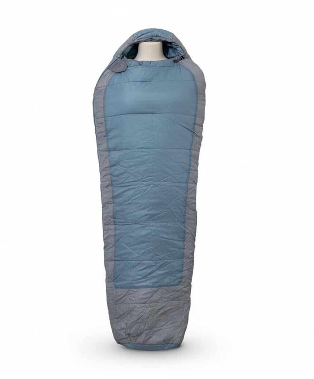 Zarf Tipi Kapüşonlu Uyku Tulumu -4°C Açık Mavi/Gri