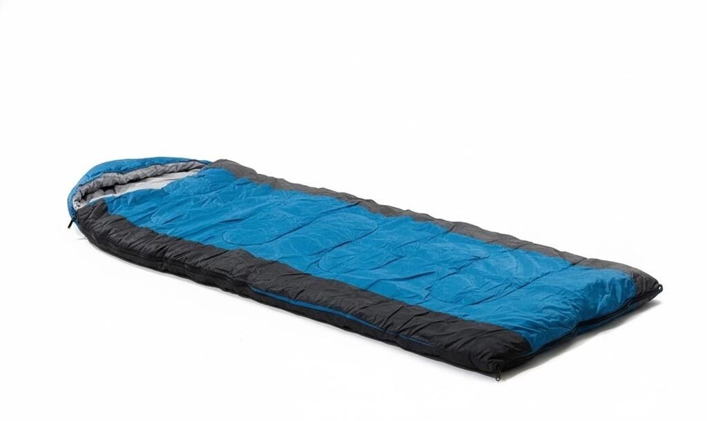 Zarf Tipi Kapüşonlu Uyku Tulumu Mavi/Siyah