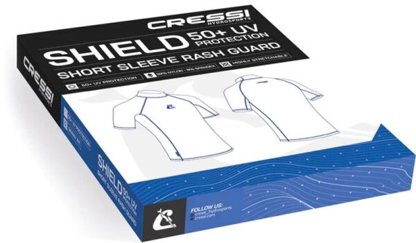 Cressi Shield Rash Guard Man T-Shirt WHITE - BLUE - L - NO:4