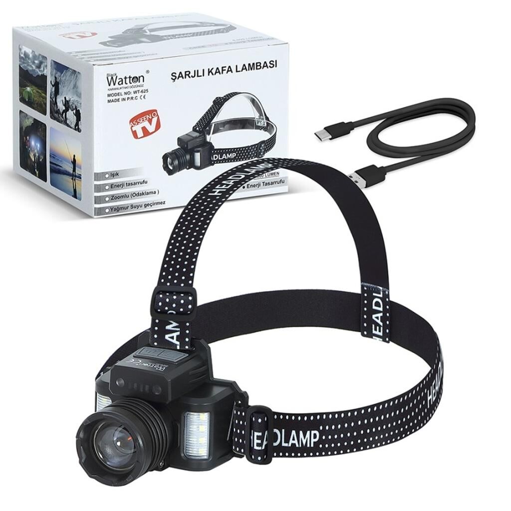 Black Watton Sensörlü CREE TG Led Şarjlı 6.000 Lümen Kafa Lambası