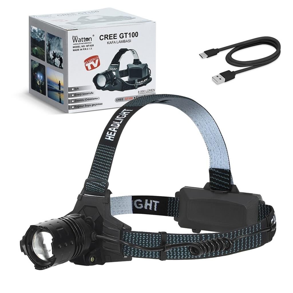 Black Watton GT100 Led Şarjlı 8.000 Lümen Kafa Lambası