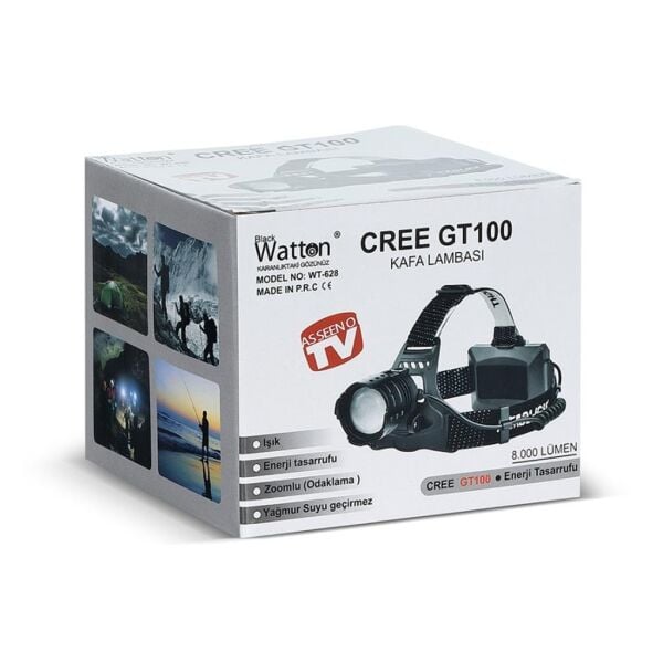 Black Watton GT100 Led Şarjlı 8.000 Lümen Kafa Lambası