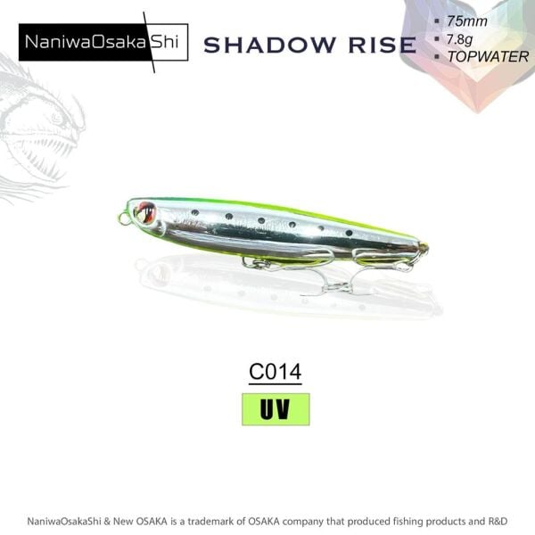 NaniwaOsakaShi Shadow Rise Topwater 75 mm 7.8 gr Su Üstü Maket Balık C014