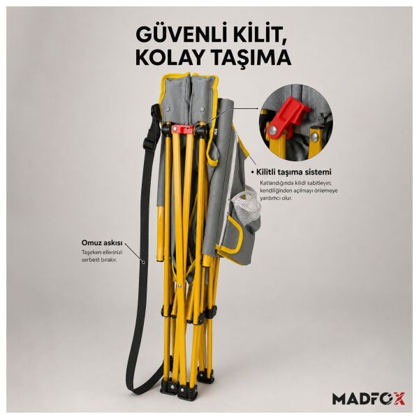 Madfox Savanna Katlanır Kamp Sandalyesi Steel Mustard