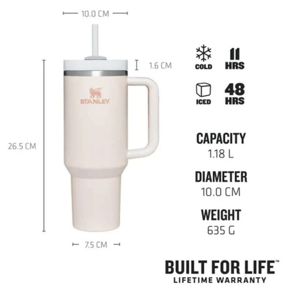 Stanley Quencher Pipetli Termos Bardak 1.18 Lt Rose Quartz