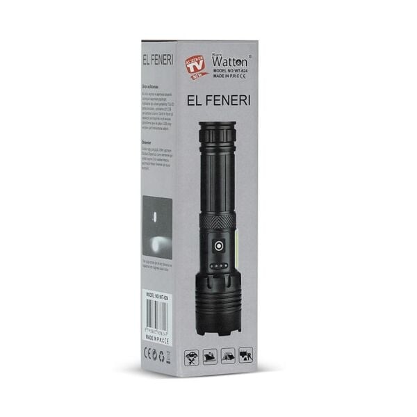Black Watton 7 Mod TX6 Powerbank 3.000 Lümen El Feneri