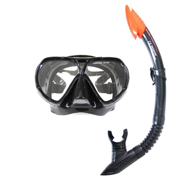 Bermuda Silikon Maske Şnorkel Set [Tempered Glass] SİYAH