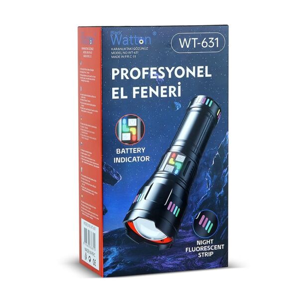 Black Watton Lazer Etkili 30.000 Lümen Profesyonel El Feneri