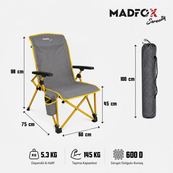 Madfox Serenity Katlanır Kamp Sandalyesi Steel Mustard