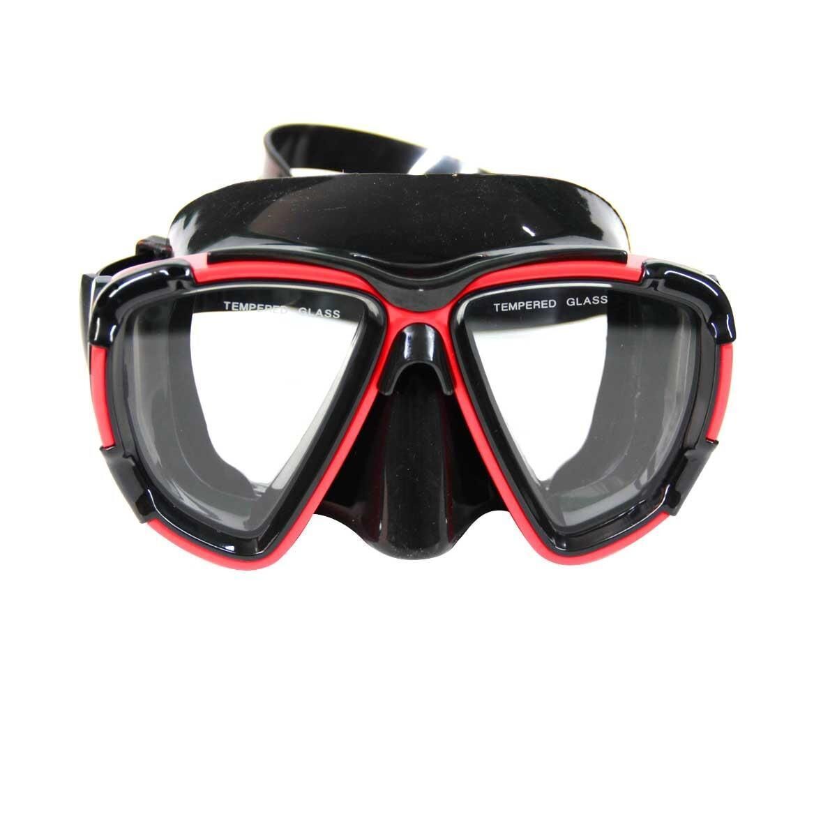 Bermuda Safari Silikon Dalış Maskesi [Tempered Glass] Siyah/Kırmızı