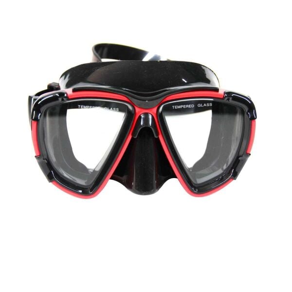 Bermuda Safari Silikon Dalış Maskesi [Tempered Glass] Siyah/Kırmızı