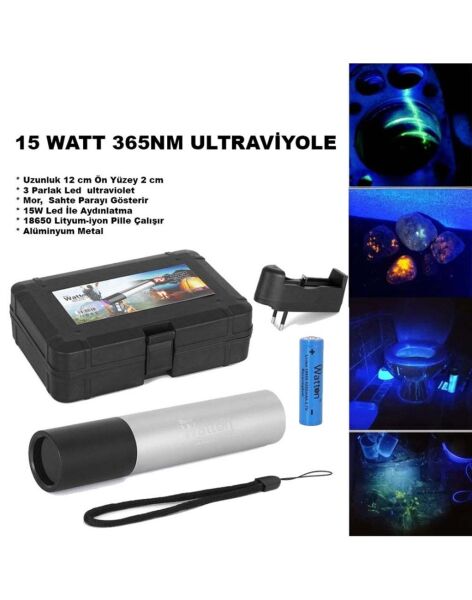 Black Watton 15 Watt 365NM Ultraviyole Sahte Para Işığı