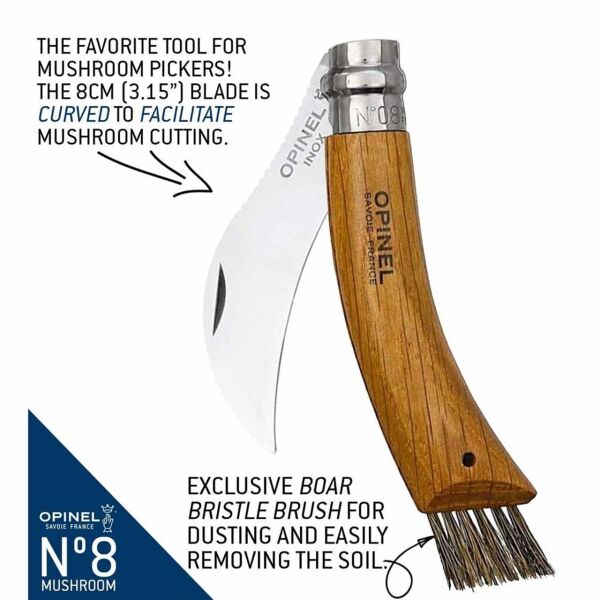 Opinel No 8 Kılıflı Paslanmaz Çelik Mantar Bıçağı