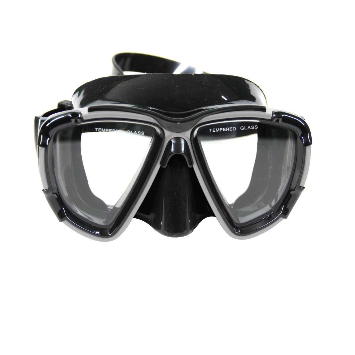Bermuda Safari Silikon Dalış Maskesi [Tempered Glass] Siyah/Gri