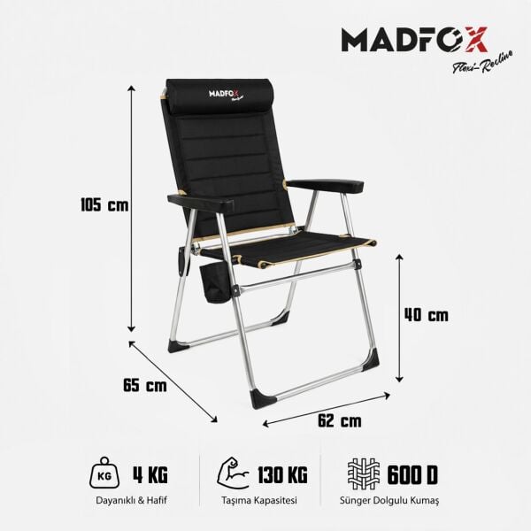 Madfox Flexi-Recline 5 Kademeli Katlanır Kamp Sandalyesi