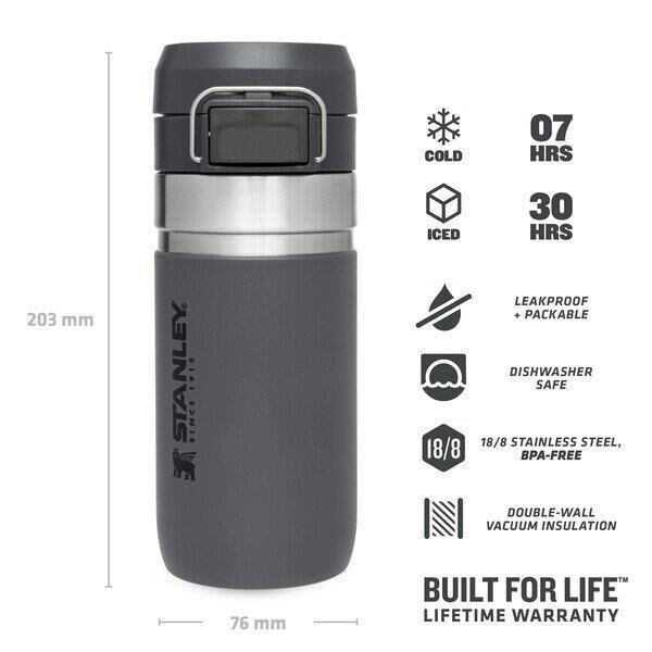 Stanley The Quick Flip Paslanmaz Çelik Soğuk Su Termosu 0.47 LT Füme