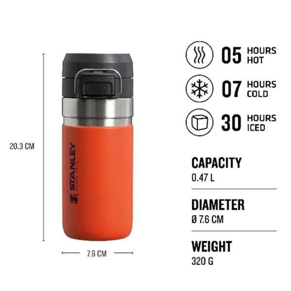 Stanley The Quick Flip Paslanmaz Çelik Soğuk Su Termosu 0.47 LT Tigerlily Plum