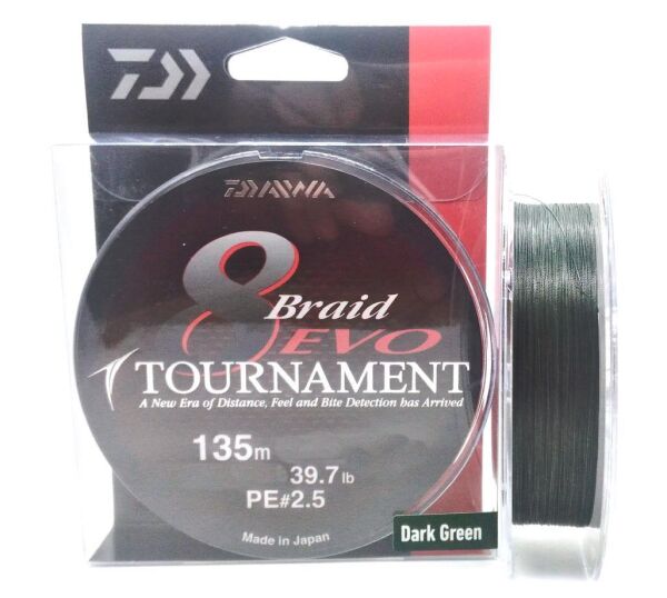 Daiwa Tournament 8 Braid Evo Dark Green Olta Misinası 135Mt Dark Green - 0,14 mm