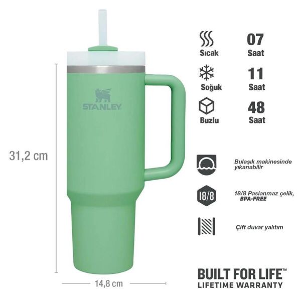 Stanley Quencher H2.O FlowState Tumbler Pipetli Termos Bardak 1.18 Lt AÇIK YEŞİL
