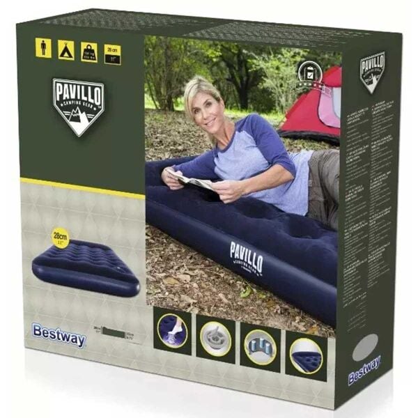 Bestway Pavillo Jr Twin Flocked Air Bed Tek Kişilik Şişme Kamp Yatak Lacivert