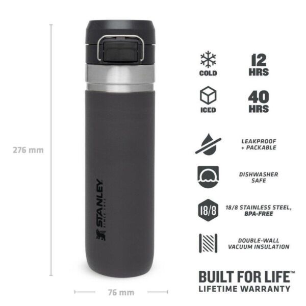 Stanley The Quick Flip Paslanmaz Çelik Soğuk Su Termosu 0.70 LT Füme