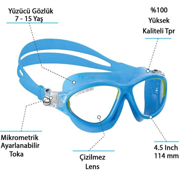 Cressi Mini Cobra Deniz Gözlüğü Light Blue/Lime