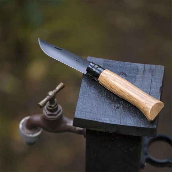 Opinel Inox No 8 Black Edition Meşe Saplı Paslanmaz Çakı (Siyah)
