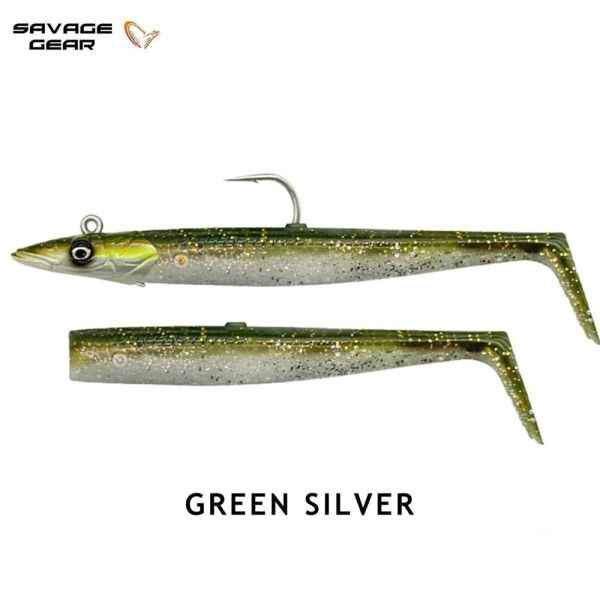 Savage Gear Sandeel V2 12cm 22gr 2+1 Silikon Yem GREEN SİLVER