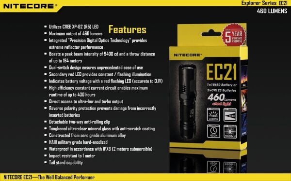 Nitecore EC21 460 Lümen El Feneri