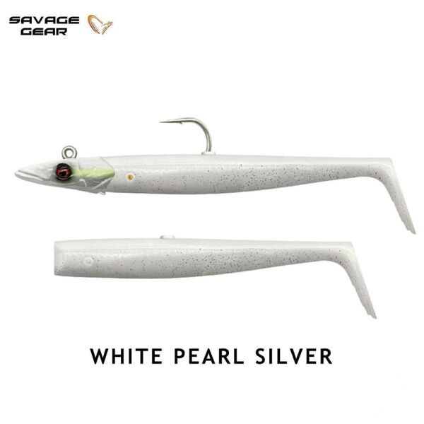 Savage Gear Sandeel V2 12cm 22gr 2+1 Silikon Yem White Pearl Silver