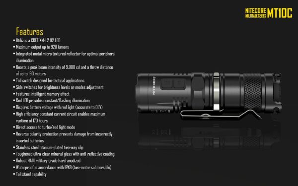 Nitecore MT10C 920 Lümen El Feneri
