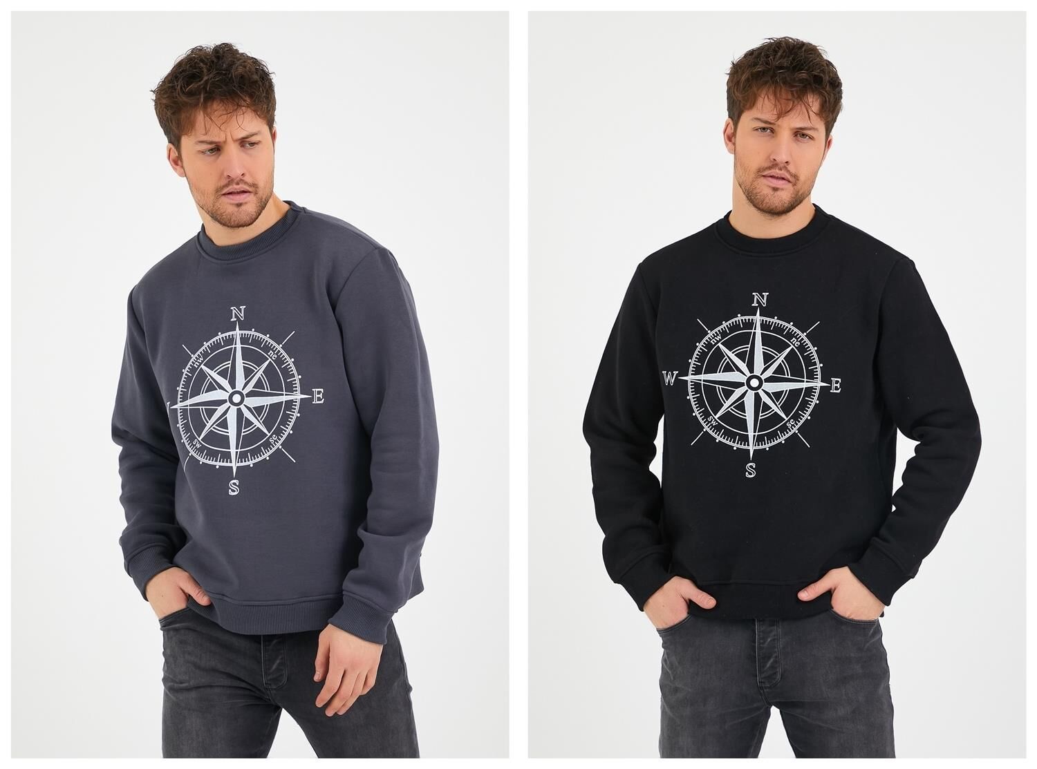 North Trace Seasonal Erkek Sweatshirt ( Pusula Baskılı )