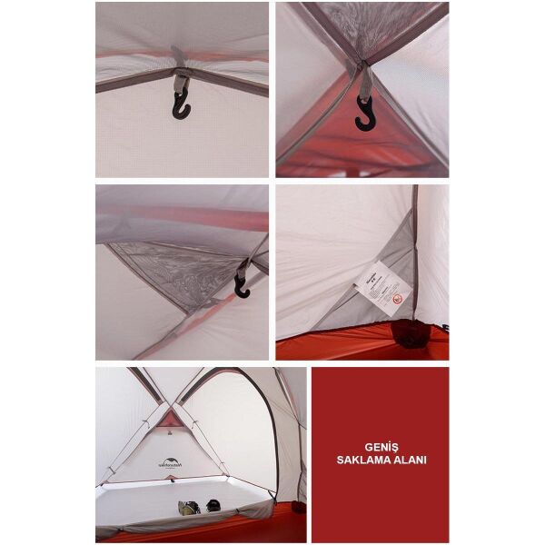 Naturehike Hiby Stan Ultralight One Big Bedroom 2-3 Kişilik Kamp Çadırı Gri/Kırmızı