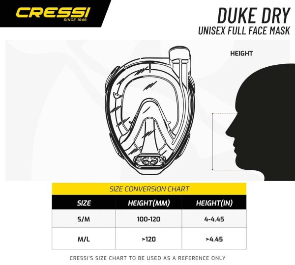 Cressi Duke Tam Yüz Maskesi YELLOW - S - M