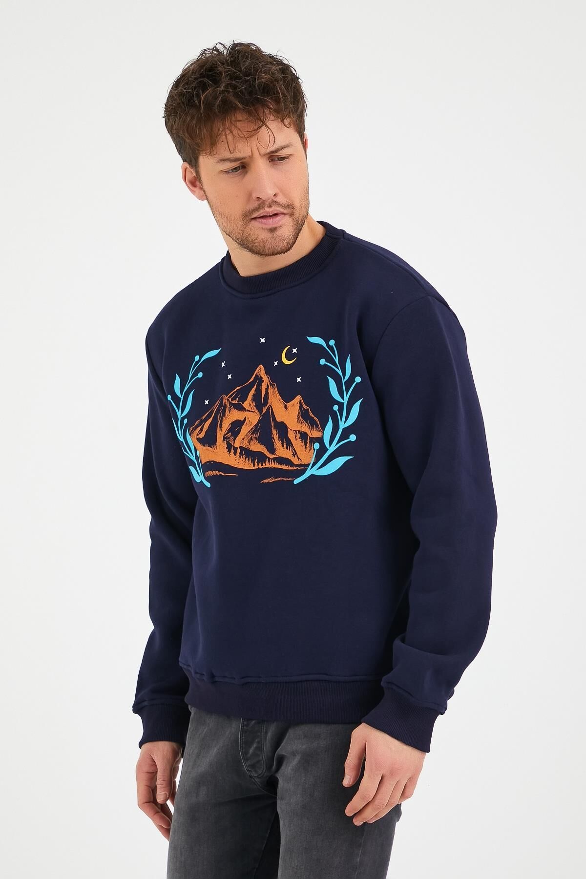 North Trace Seasonal Erkek Sweatshirt ( Dağ Baskılı )