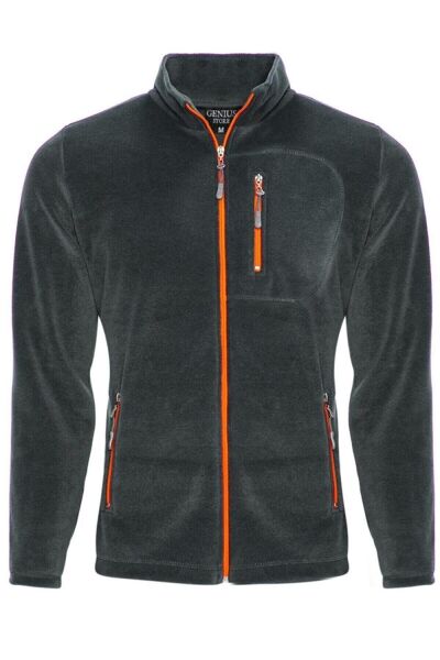 North Trace Winter Pass Tam Fermuarlı Erkek Polar Füme - 2XL