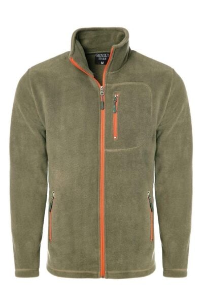 North Trace Winter Pass Tam Fermuarlı Erkek Polar Açık Haki - 2XL