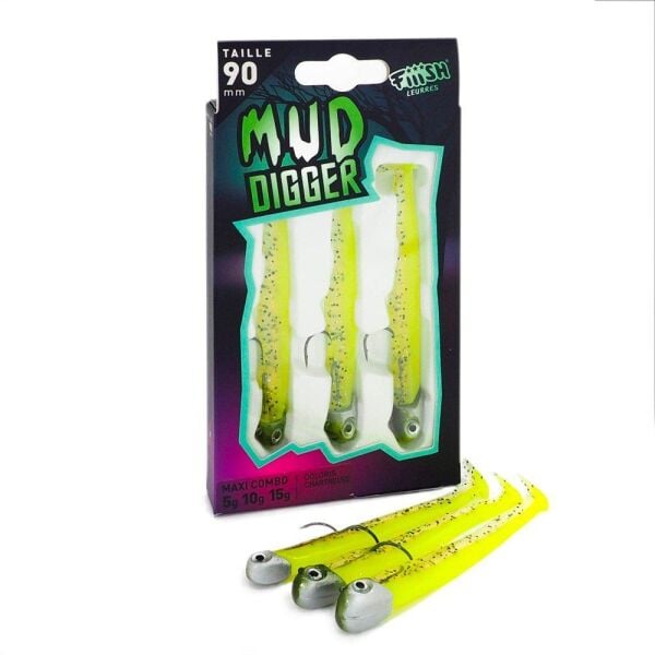 Fiiish Mud Digger MD1136 90mm Maxi Combo Silikon Yem-Chartreuse