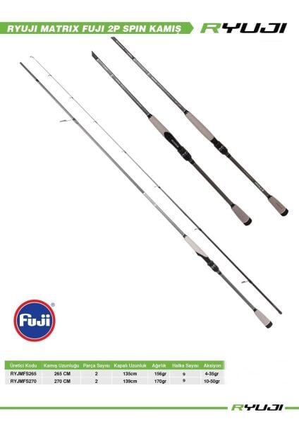 Ryuji Matrix Fuji 265cm 4-35gr 2 Parça Spin Kamış