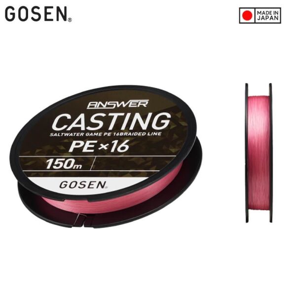 Gosen X16 Casting Answer PE 16 Örgü Spin İpi PİNK - 150 MT - 0,205 MM