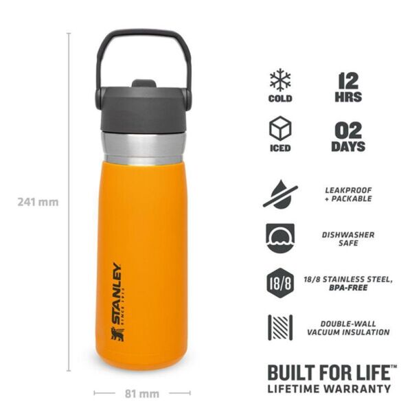 Stanley The Iceflow Pipetli Paslanmaz Çelik Soğuk Su Termosu 0.65 LT TURUNCU