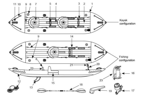 İntex Excursion Pro Kayak K2 Çift Kişilik Şişme Kano Set (180 kg) ( 384 x 94 x 46 cm )