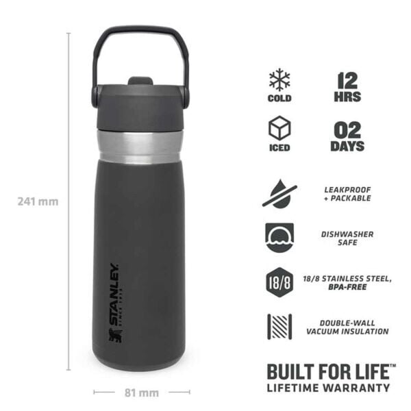 Stanley The Iceflow Pipetli Paslanmaz Çelik Soğuk Su Termosu 0.65 LT Füme