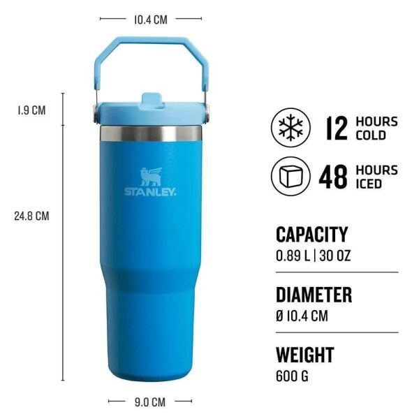 Stanley The IceFlow Flip Straw Pipetli Termos Bardak 0,89 Lt Azure Mavi