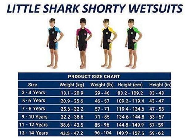 Cressi Little Shark Junior Shorty Dalış Elbisesi BLACK / LIME - 2MM - 3/4 YAŞ