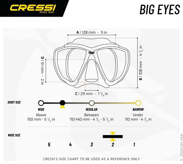 Cressi Big Eyes Dalış Maskesi SİYAH/MAVİ