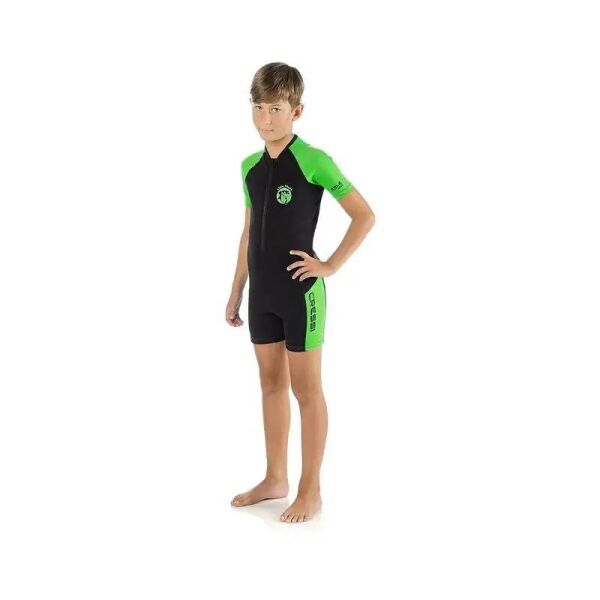 Cressi Little Shark Junior Shorty Dalış Elbisesi BLACK / LIME - 2MM - 11/12 YAŞ