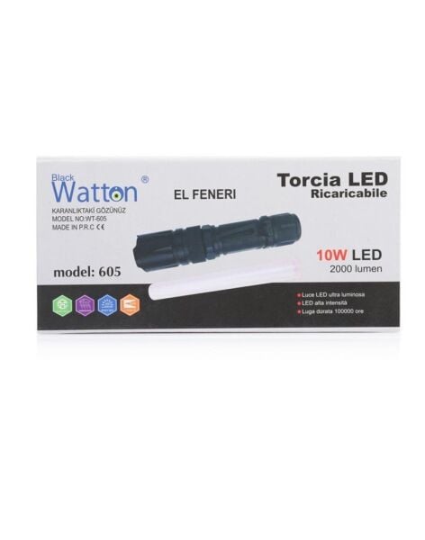 Black Watton 10w Led 2000 Lümen El Feneri